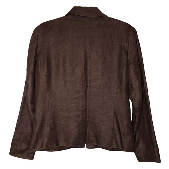 samantha TAYLOR - Brown Linen Zip Front Jacket Blazer - Size 6 - Picture 2 of 5
